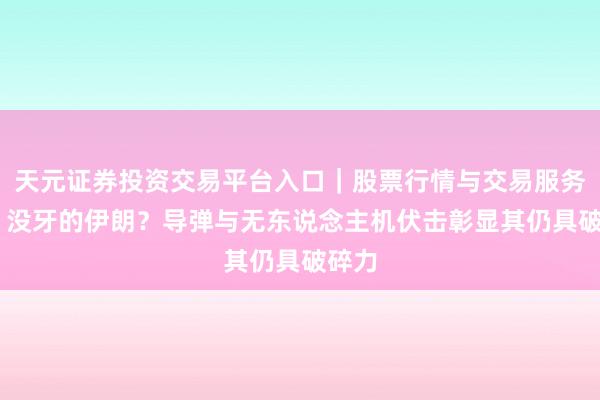 天元证券投资交易平台入口｜股票行情与交易服务解析 没牙的伊朗？导弹与无东说念主机伏击彰显其仍具破碎力
